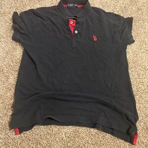 U.S. Polo Assn. Black Polo with Red Trim and Logo